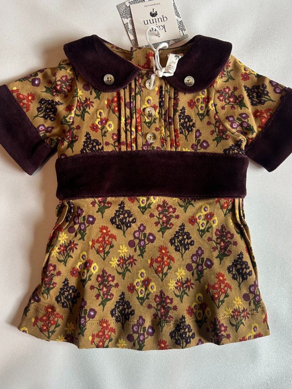 NWT Kate Quinn Fall Floral Dress 3-6M Apple Cinnamon/Mustard Purple Harvest